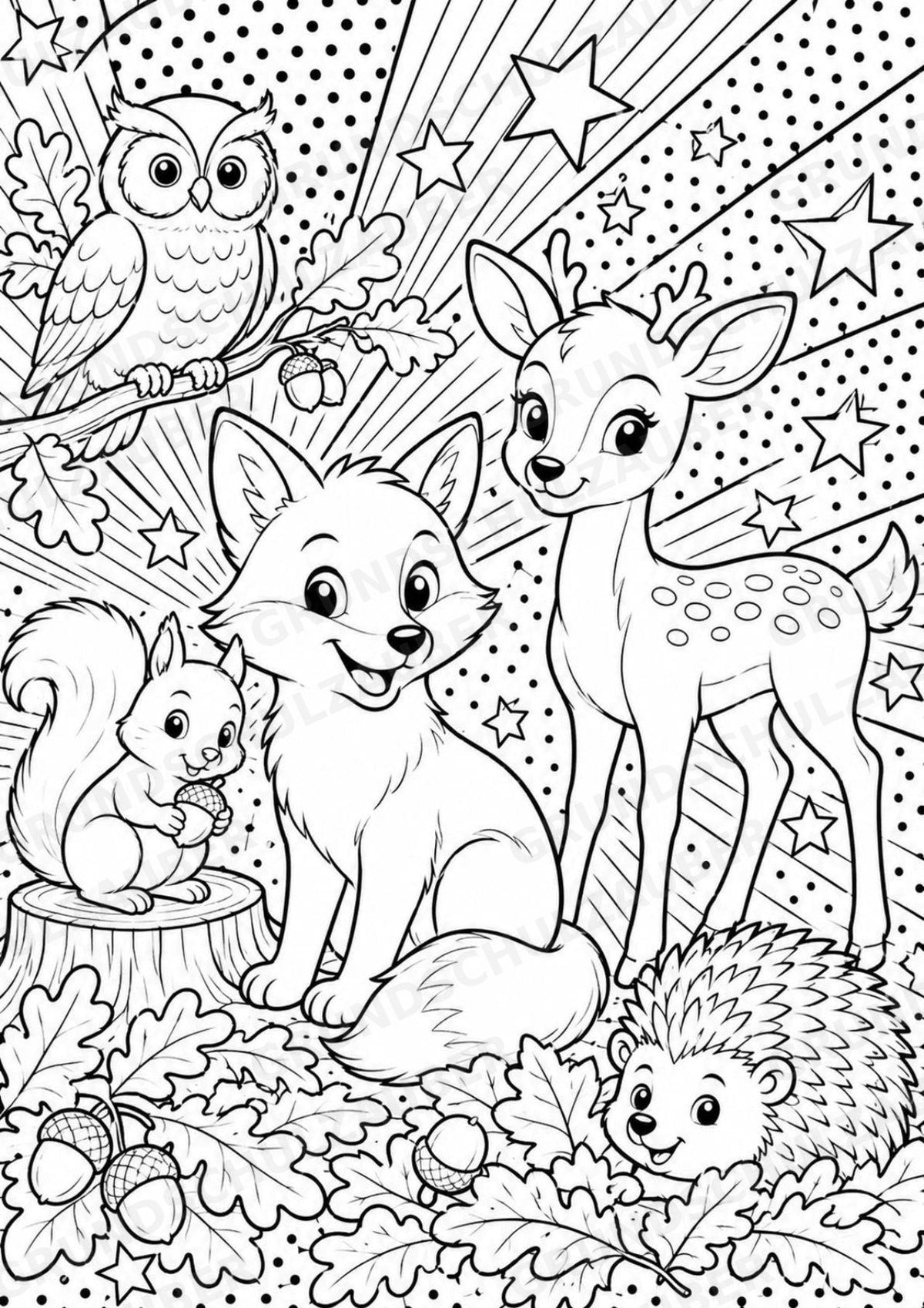 Waldtiere POP Art Ausmalbilder 15 Malvorlagen – Materialseite 16
