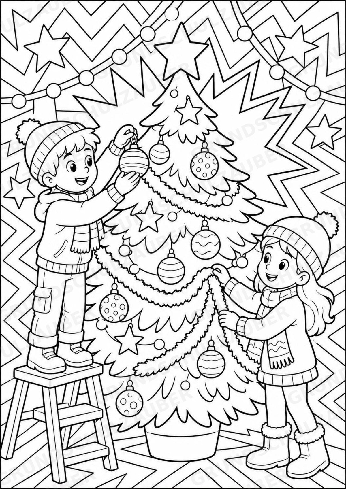 Weihnachten POP Art Ausmalbilder 15 Malvorlagen – Materialseite 3