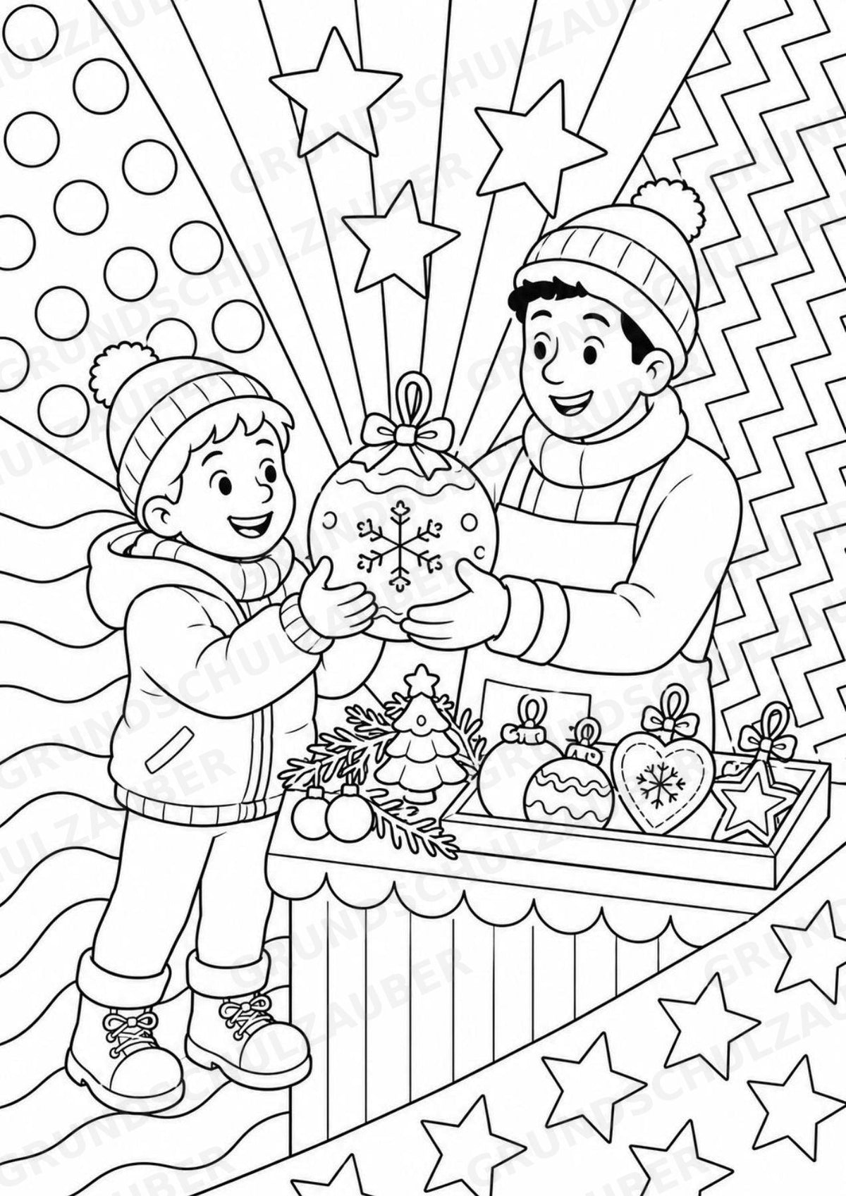 Weihnachten POP Art Ausmalbilder 15 Malvorlagen – Materialseite 10