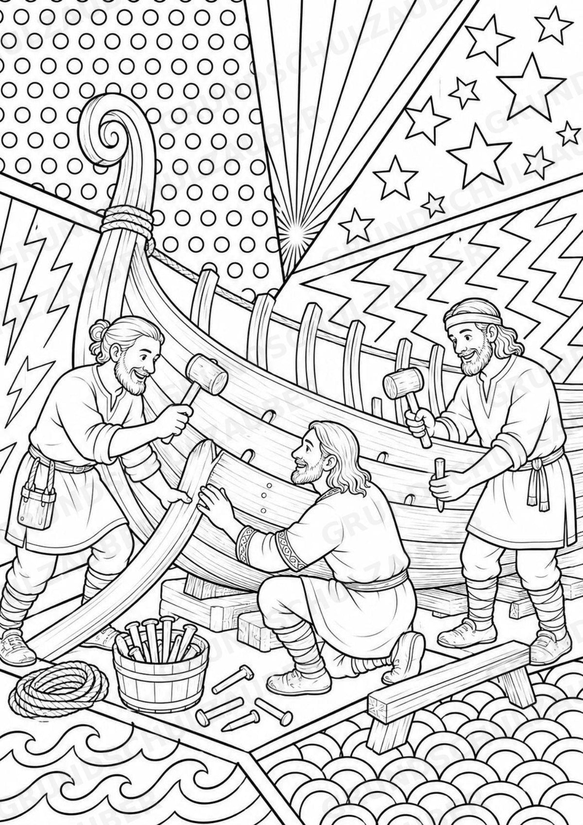 Wikinger POP Art Ausmalbilder 15 Malvorlagen – Materialseite 3