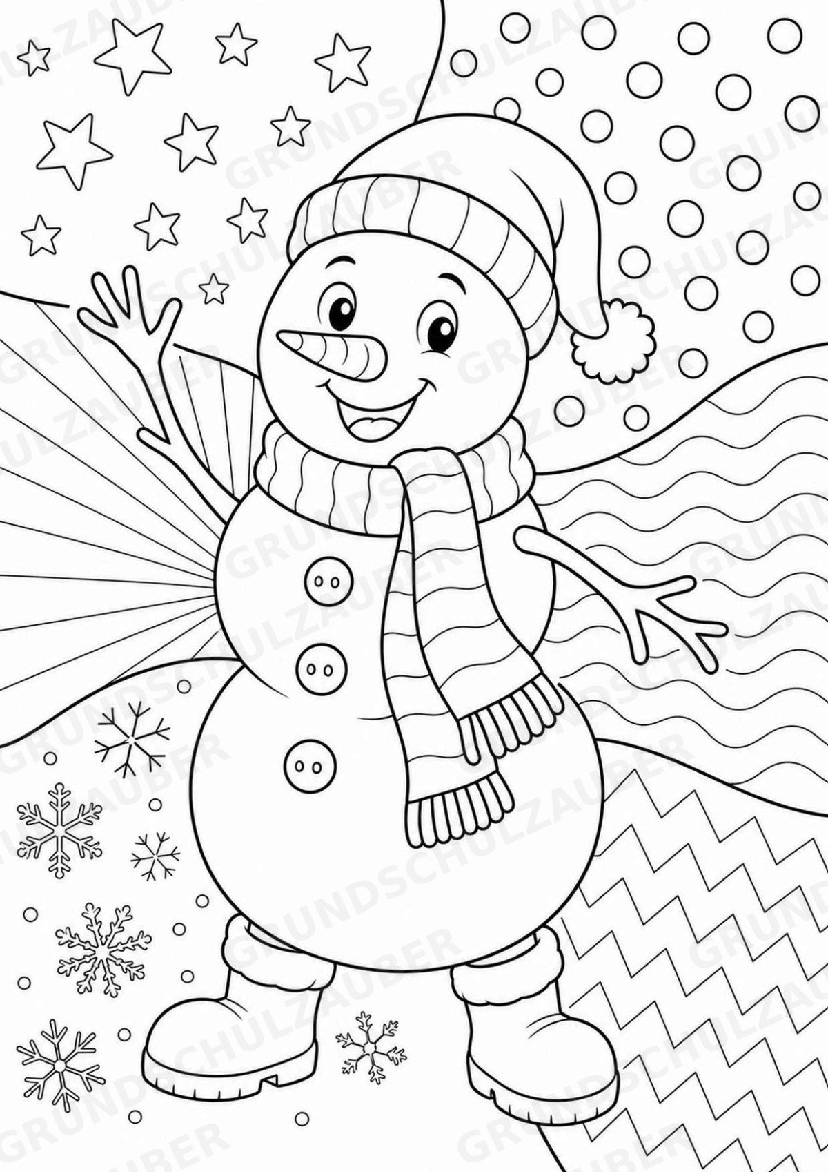 Winter POP Art Ausmalbilder 15 Malvorlagen – Materialseite 2