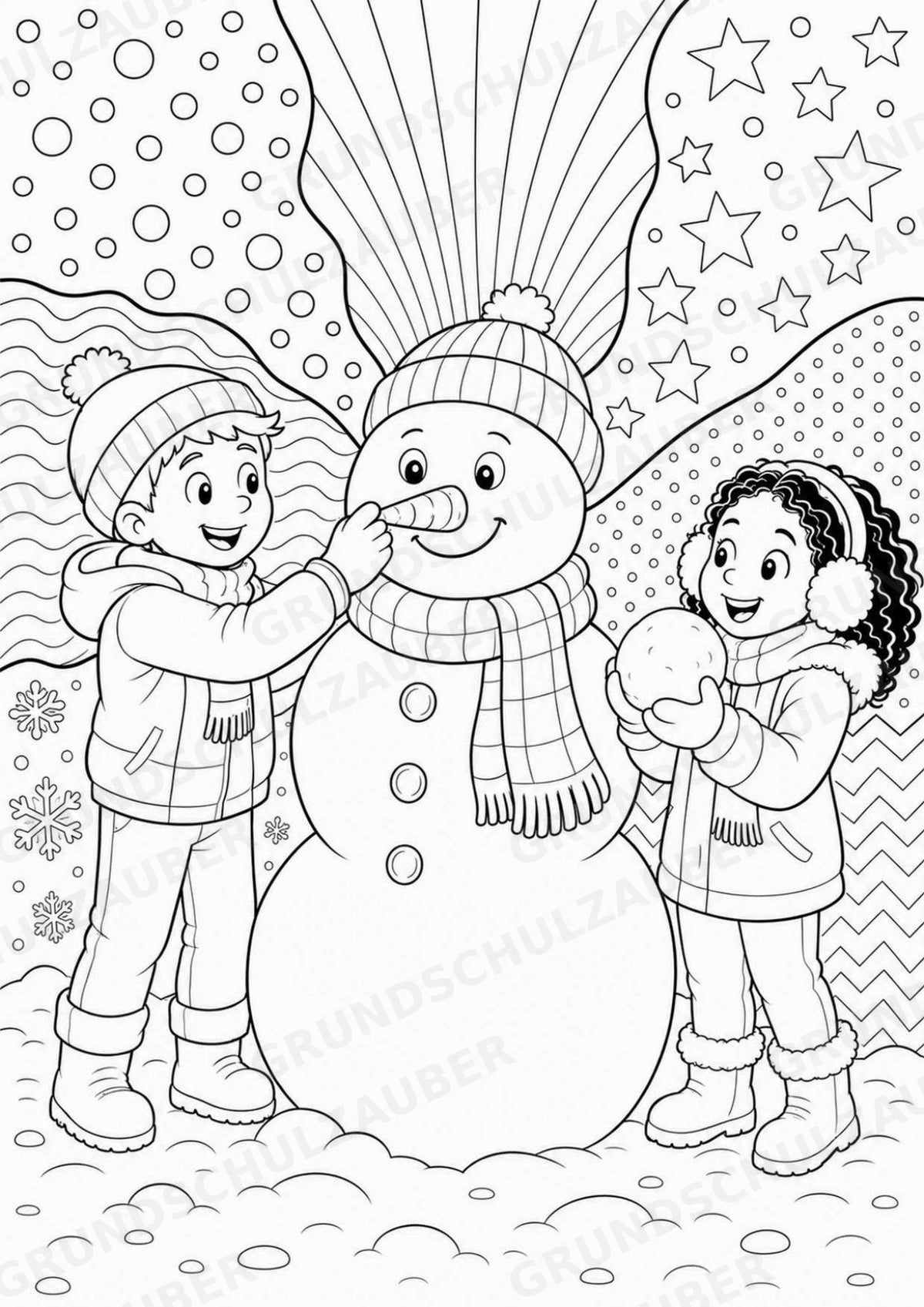 Winter POP Art Ausmalbilder 15 Malvorlagen – Materialseite 4