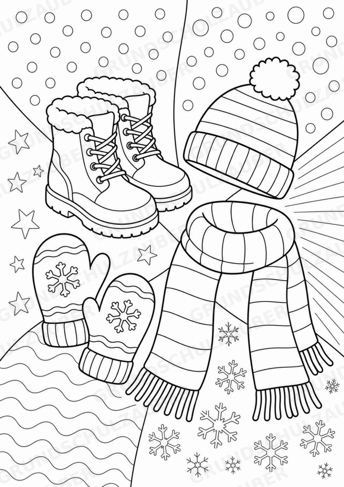 Winter POP Art Ausmalbilder 15 Malvorlagen – Materialseite 10