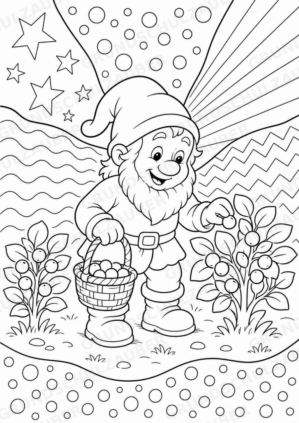 Zwerge POP Art Ausmalbilder 15 Malvorlagen – Materialseite 13