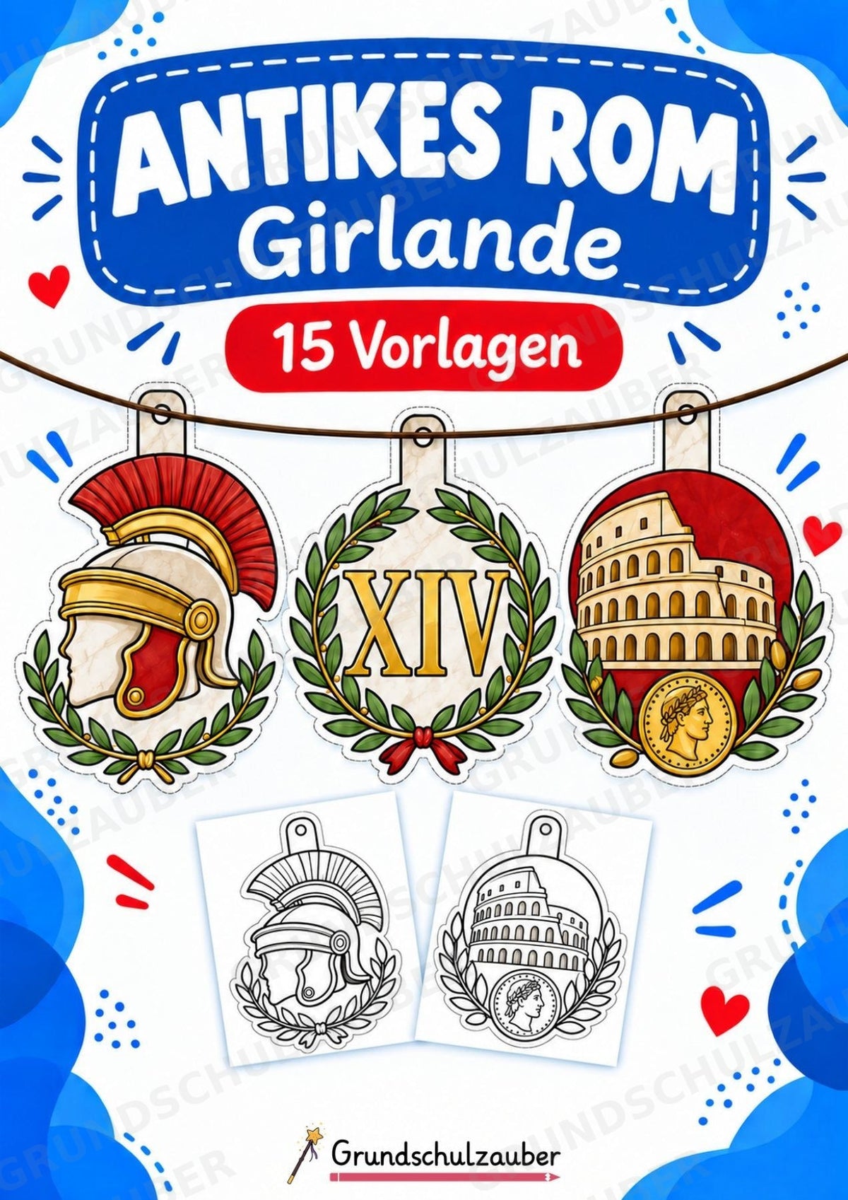 Antikes Rom Girlande Fensterdeko Basteln Ausmalbild Ausschneiden 15 Vorlagen – Cover