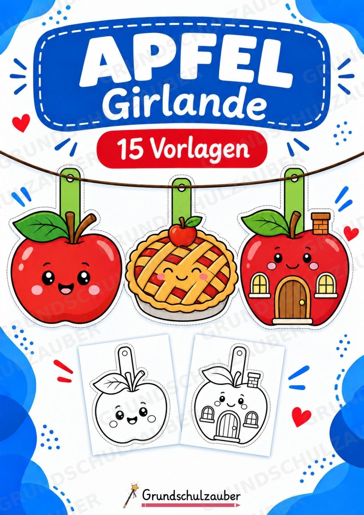Apfel Girlande Fensterdeko Basteln Ausmalbild Ausschneiden 15 Vorlagen – Cover