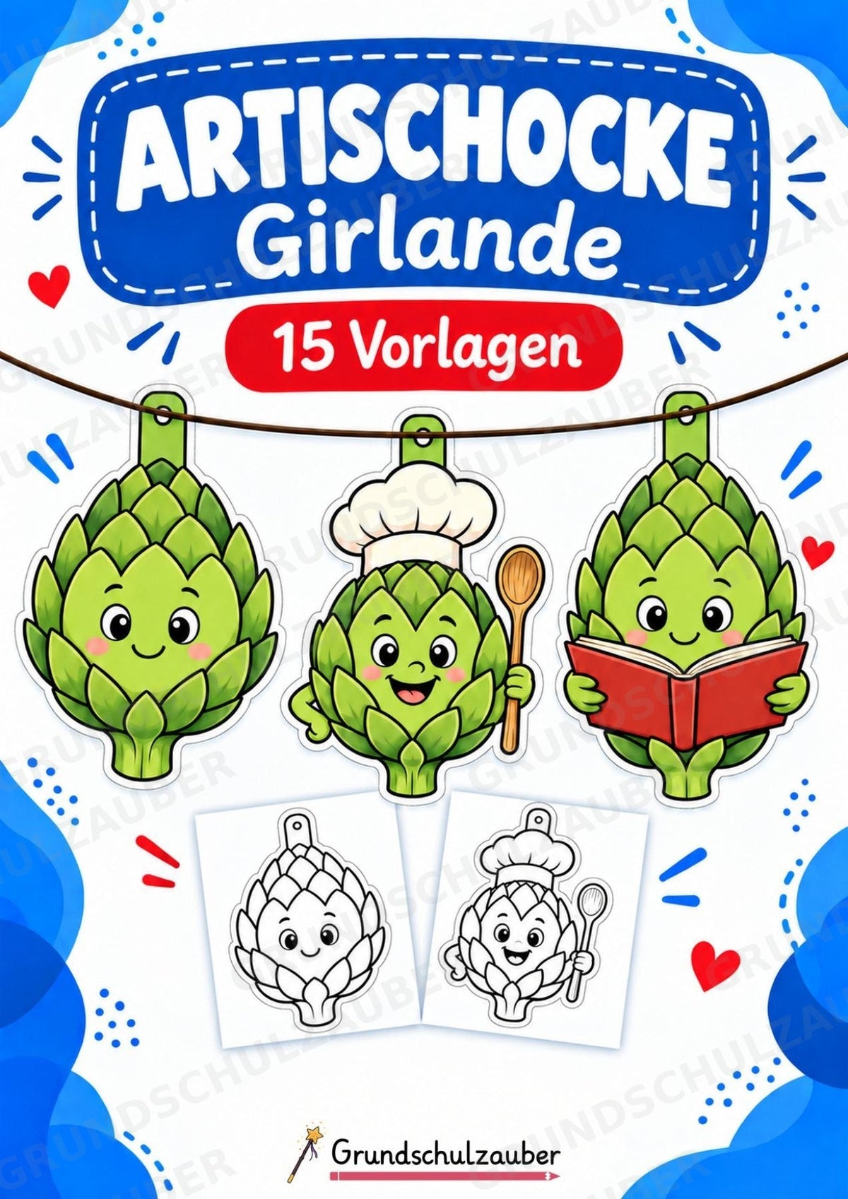 Artischocke Girlande Fensterdeko Basteln Ausmalbild Ausschneiden 15 Vorlagen – Cover