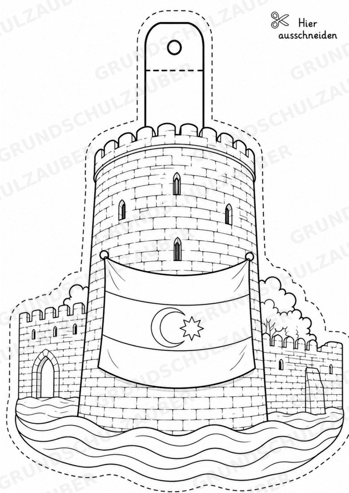 Aserbaidschan Girlande Fensterdeko Basteln Ausmalbild Ausschneiden 15 Vorlagen – Materialseite 2