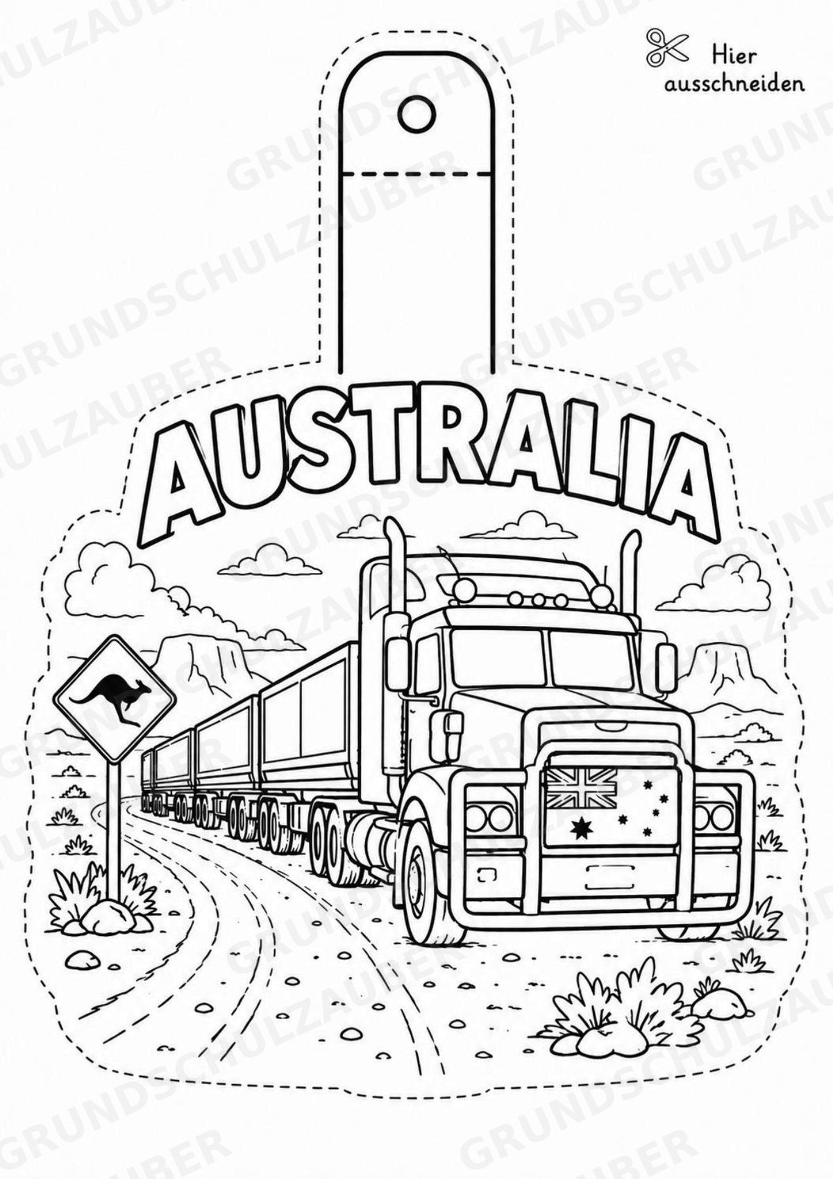 Australien Girlande Fensterdeko Basteln Ausmalbild Ausschneiden 15 Vorlagen – Materialseite 14