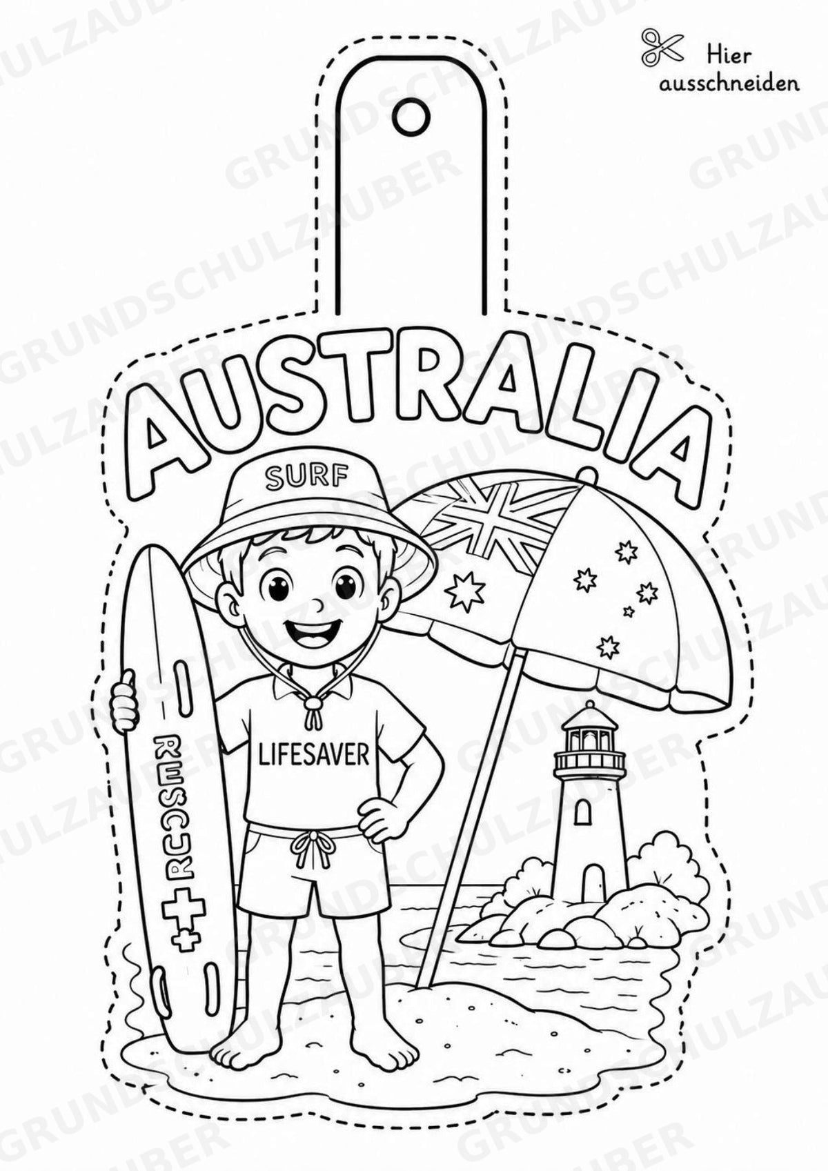 Australien Girlande Fensterdeko Basteln Ausmalbild Ausschneiden 15 Vorlagen – Materialseite 16