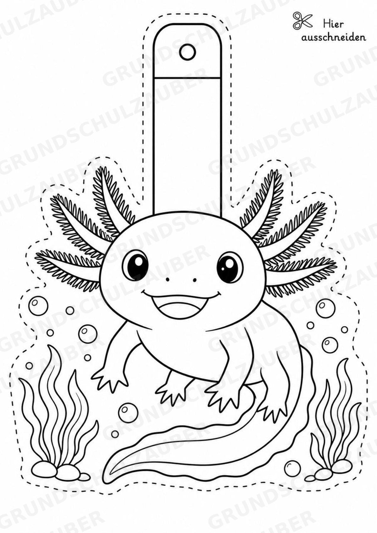 Axolotl Girlande Fensterdeko Basteln Ausmalbild Ausschneiden 15 Vorlagen – Materialseite 2