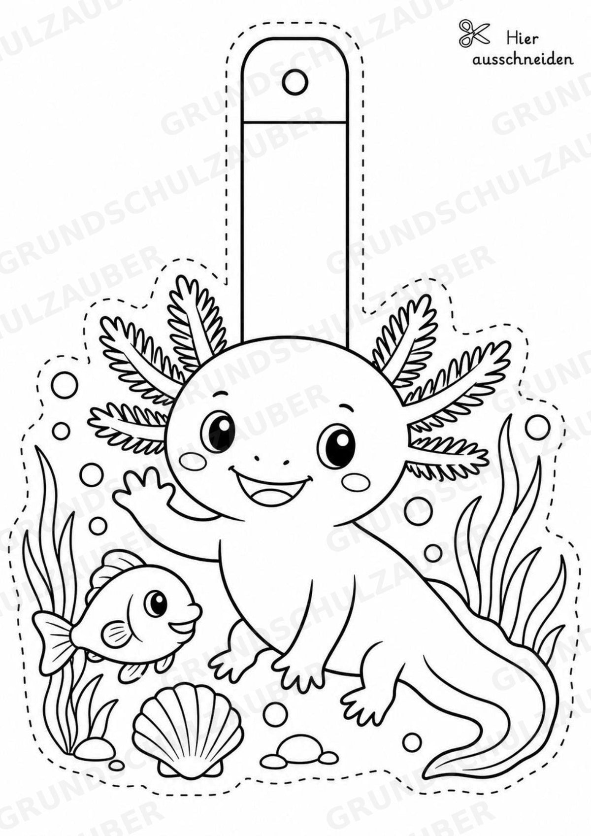 Axolotl Girlande Fensterdeko Basteln Ausmalbild Ausschneiden 15 Vorlagen – Materialseite 4