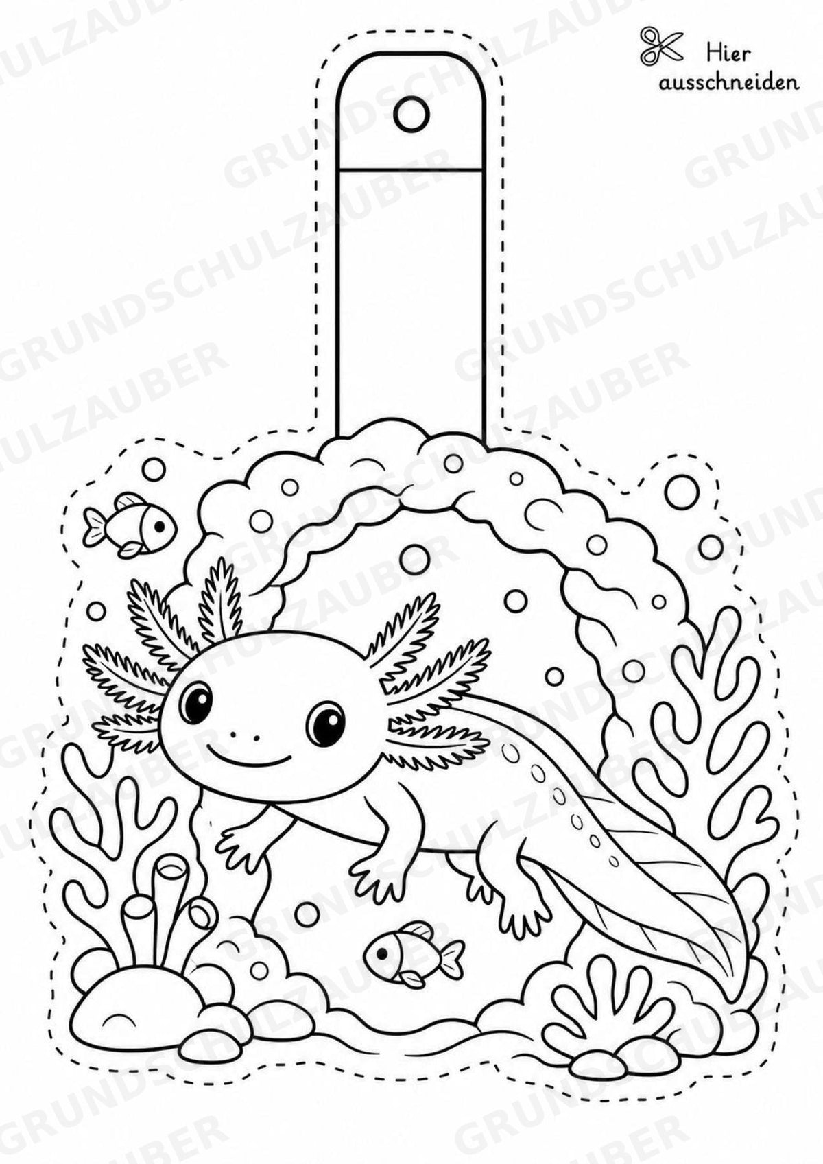 Axolotl Girlande Fensterdeko Basteln Ausmalbild Ausschneiden 15 Vorlagen – Materialseite 8