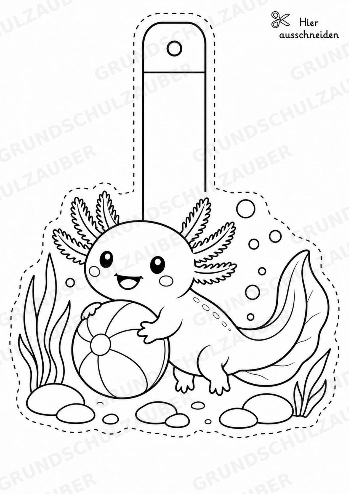 Axolotl Girlande Fensterdeko Basteln Ausmalbild Ausschneiden 15 Vorlagen – Materialseite 11