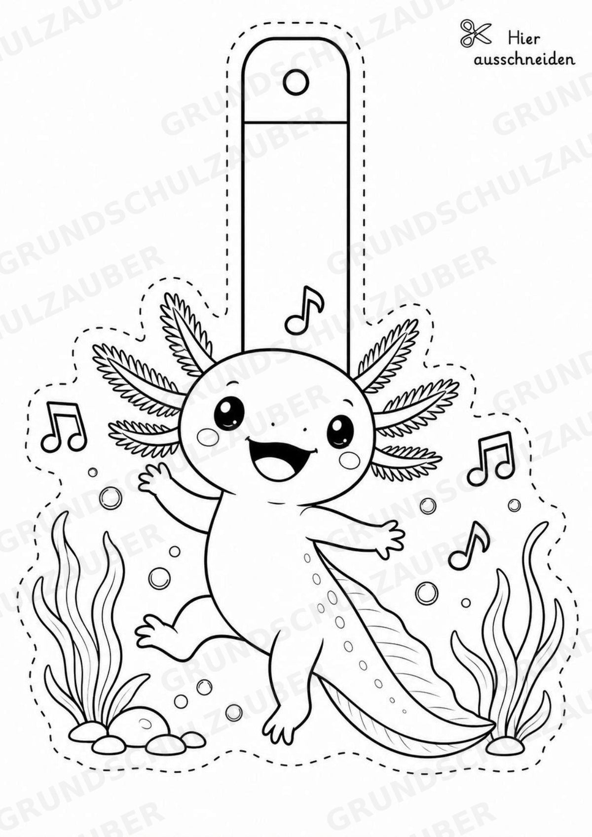 Axolotl Girlande Fensterdeko Basteln Ausmalbild Ausschneiden 15 Vorlagen – Materialseite 14