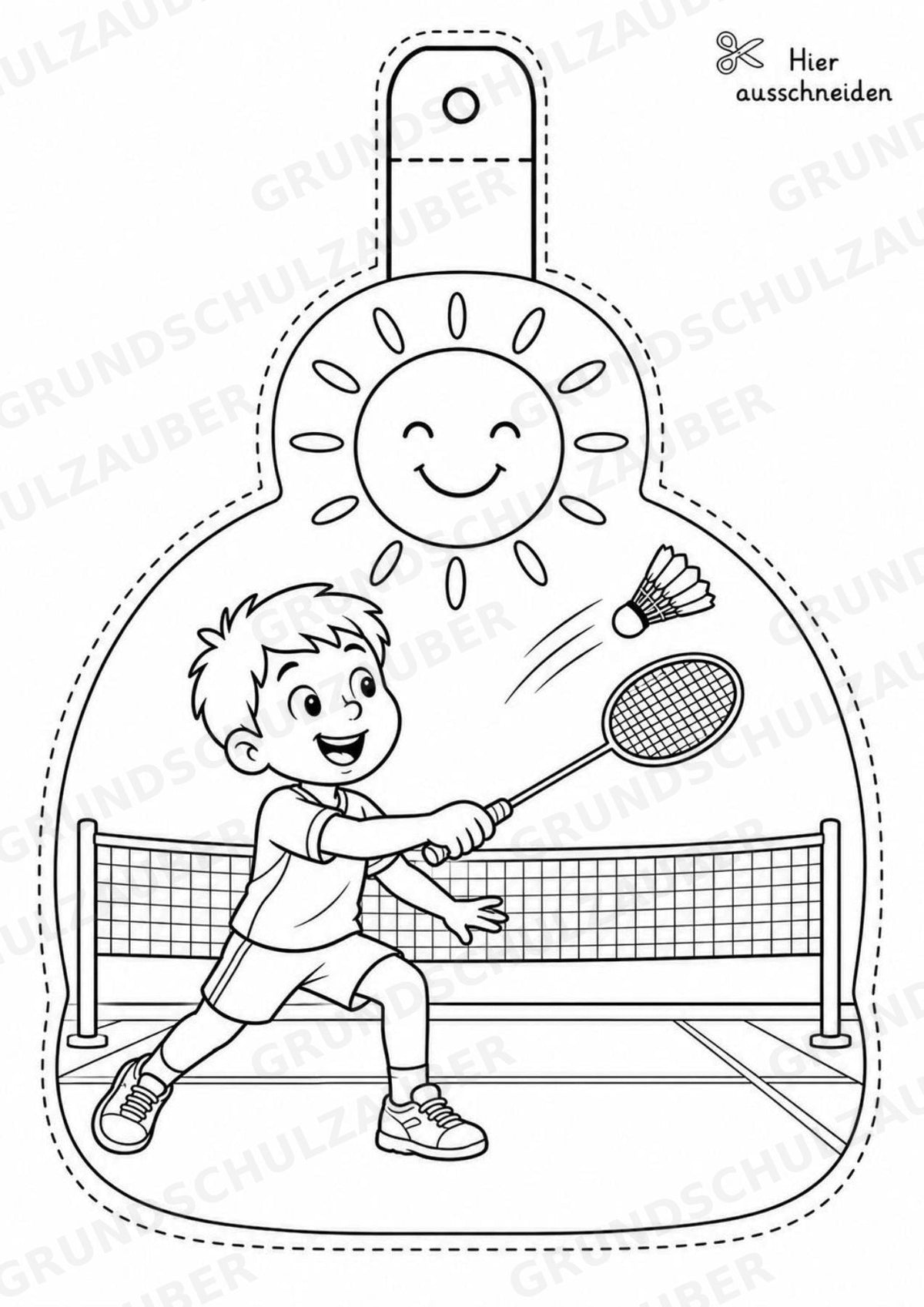 Badminton Girlande Fensterdeko Basteln Ausmalbild Ausschneiden 15 Vorlagen – Materialseite 3