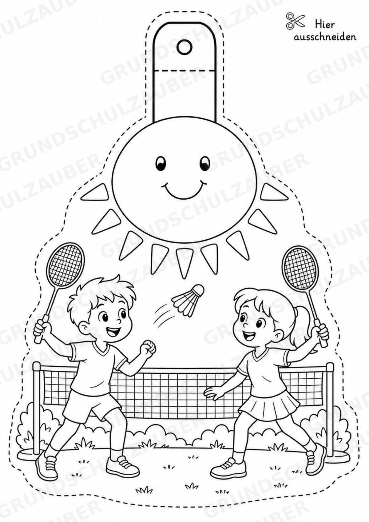 Badminton Girlande Fensterdeko Basteln Ausmalbild Ausschneiden 15 Vorlagen – Materialseite 5