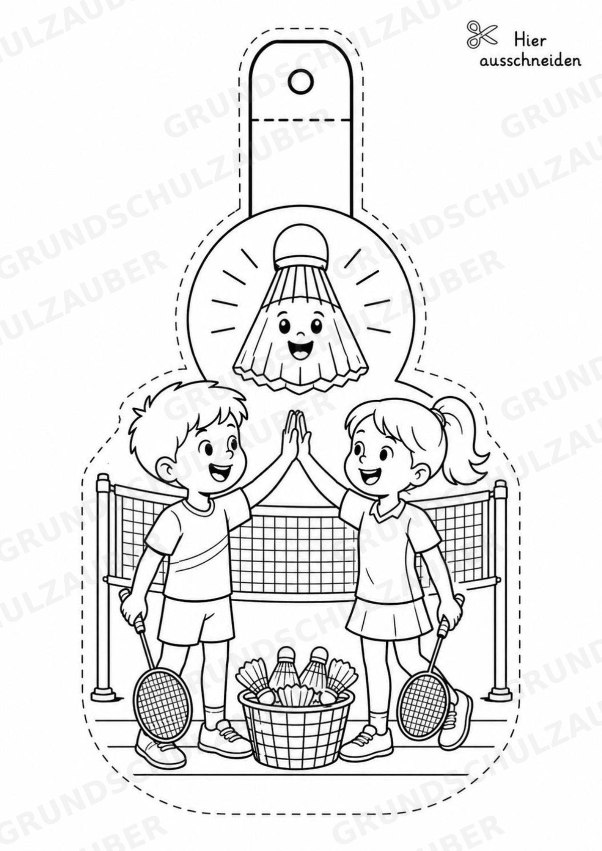 Badminton Girlande Fensterdeko Basteln Ausmalbild Ausschneiden 15 Vorlagen – Materialseite 13