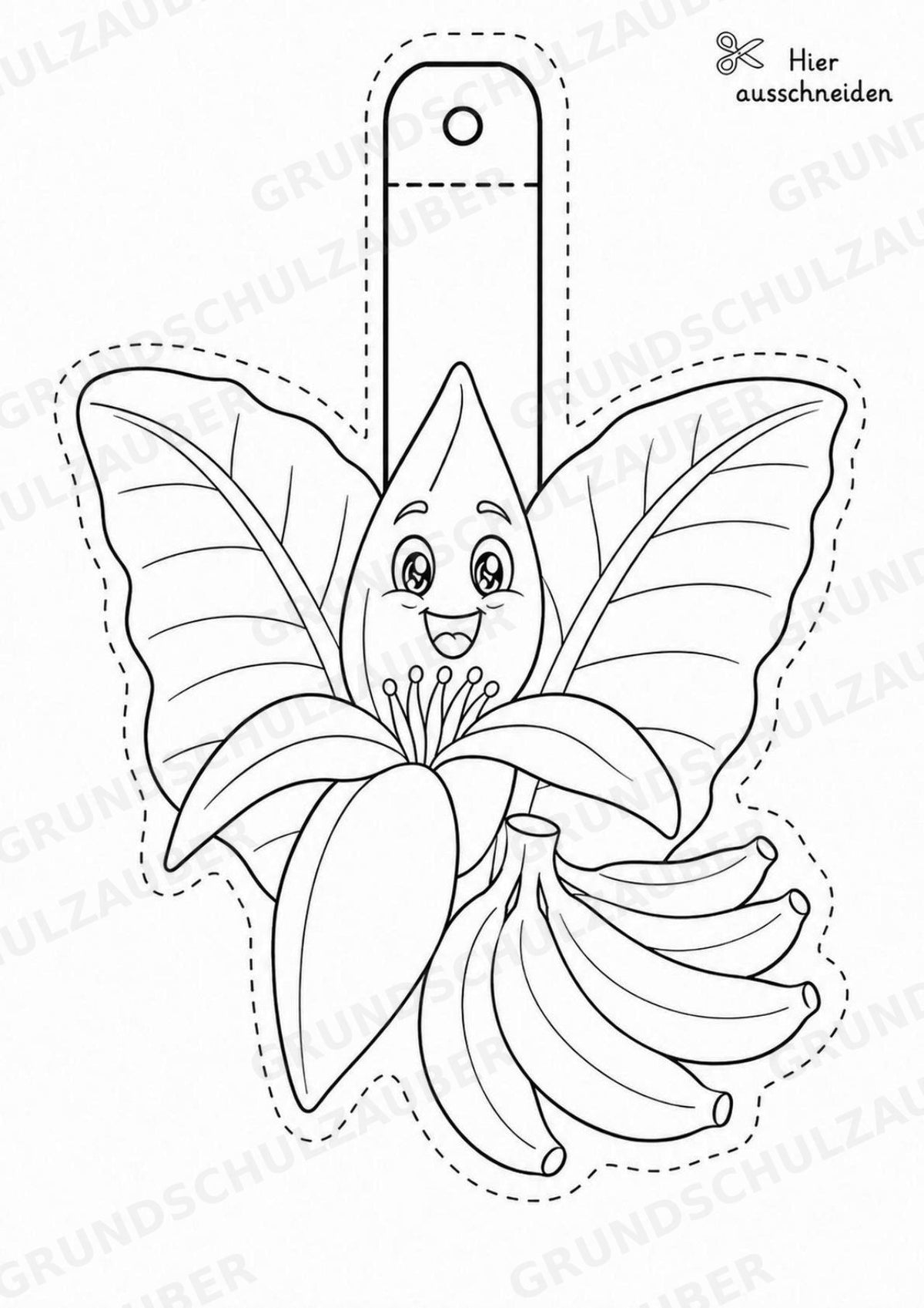 Banane Girlande Fensterdeko Basteln Ausmalbild Ausschneiden 15 Vorlagen – Materialseite 7