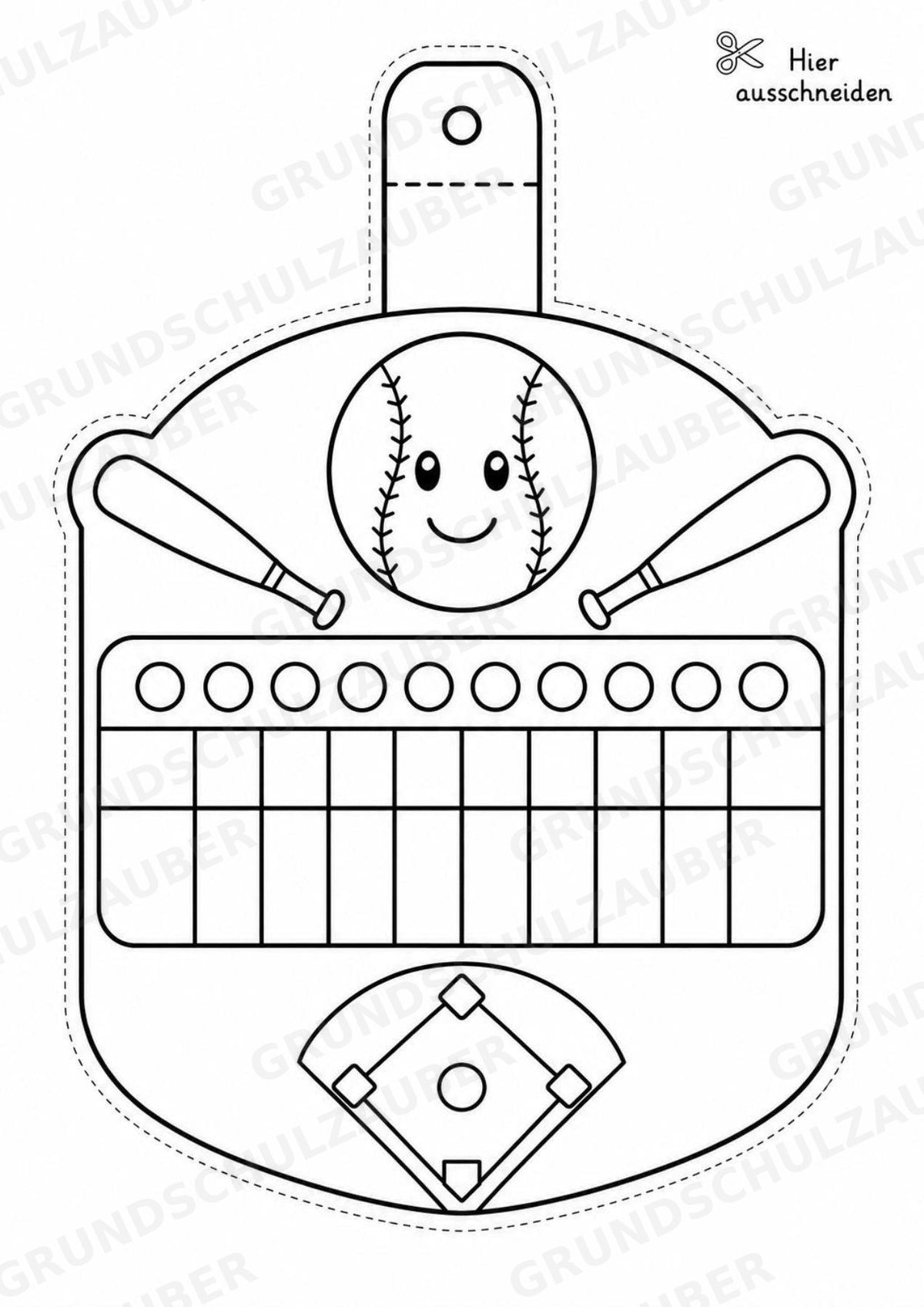 Baseball Girlande Fensterdeko Basteln Ausmalbild Ausschneiden 15 Vorlagen – Materialseite 15