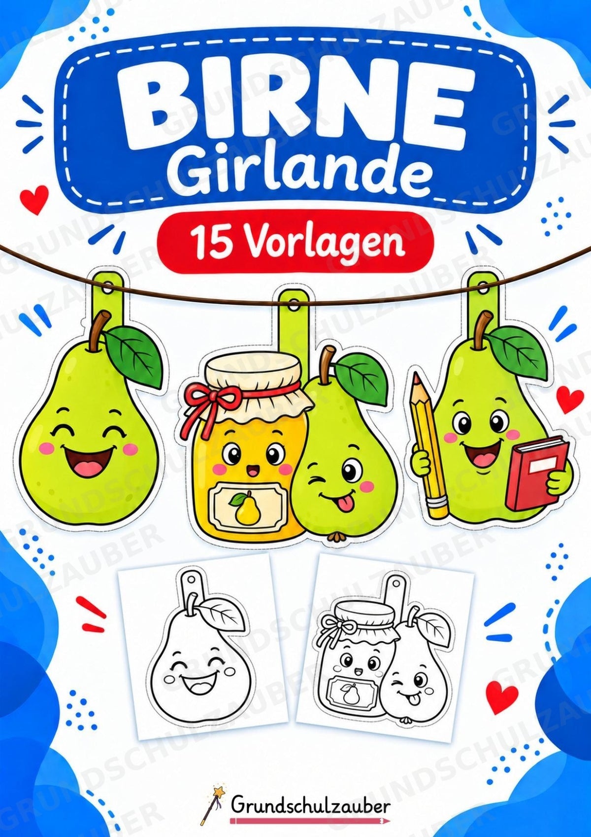 Birne Girlande Fensterdeko Basteln Ausmalbild Ausschneiden 15 Vorlagen – Cover