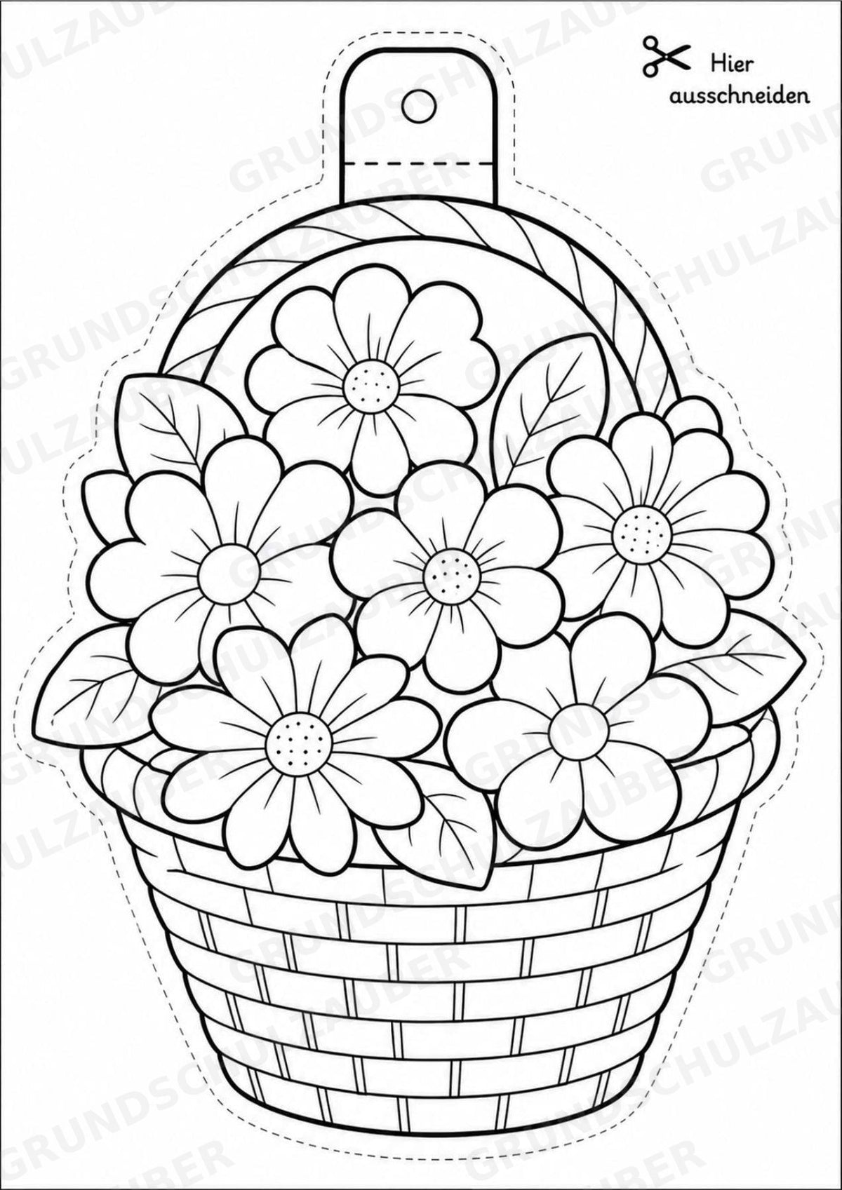 Blumen Girlande Fensterdeko Basteln Ausmalbild Ausschneiden 15 Vorlagen – Materialseite 16