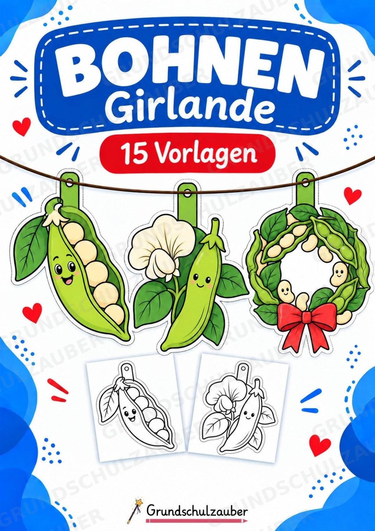 Bohnen Girlande Fensterdeko Basteln Ausmalbild Ausschneiden 15 Vorlagen – Cover