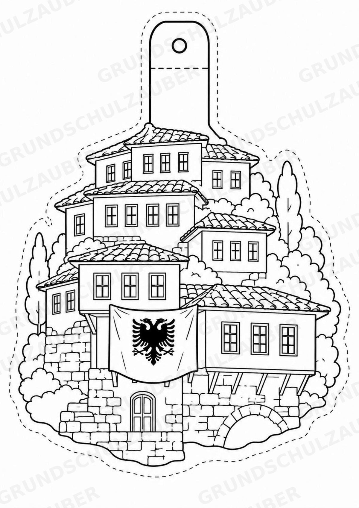 Albanien – Fensterdeko – Basteln – Ausmalbild – Ausschneiden – 15 Vorlagen – Materialseite 3