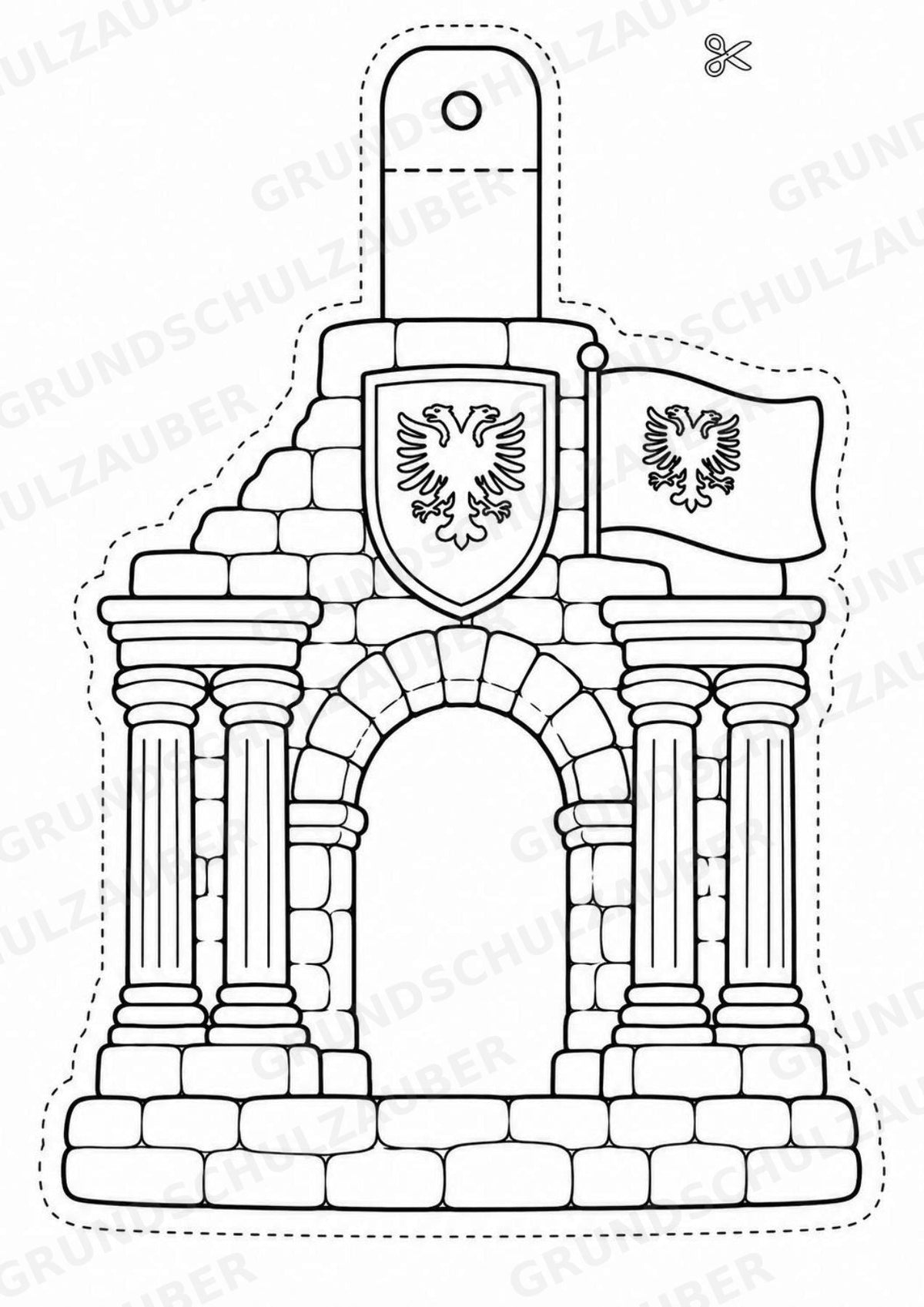 Albanien – Fensterdeko – Basteln – Ausmalbild – Ausschneiden – 15 Vorlagen – Materialseite 7