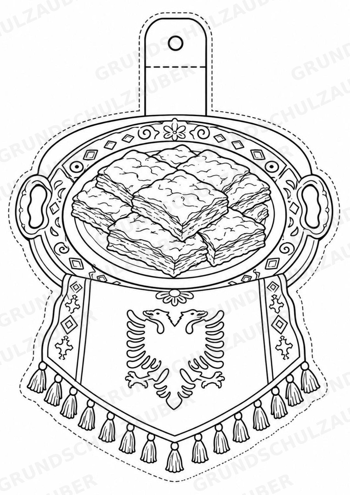 Albanien – Fensterdeko – Basteln – Ausmalbild – Ausschneiden – 15 Vorlagen – Materialseite 11