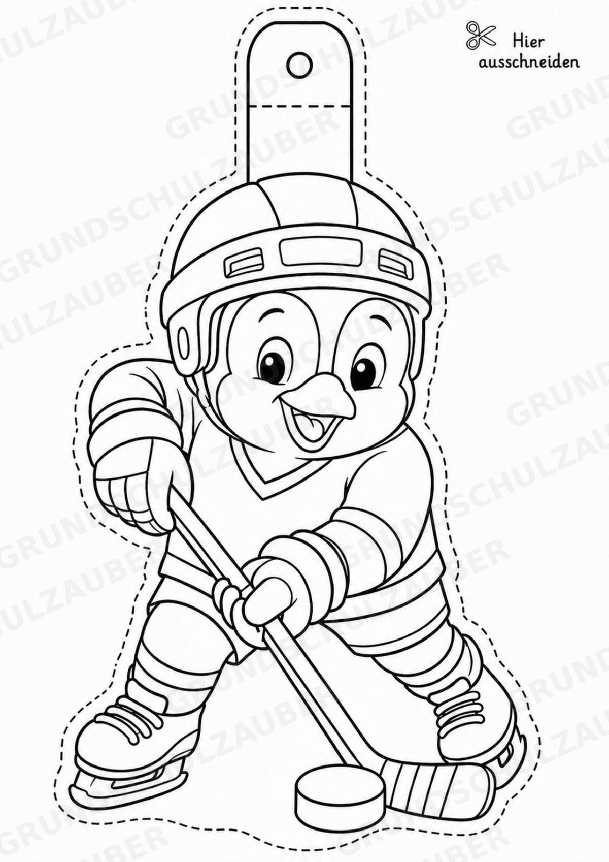 Eishockey – Fensterdeko – Basteln – Ausmalbild – Ausschneiden – 15 Vorlagen – Materialseite 14