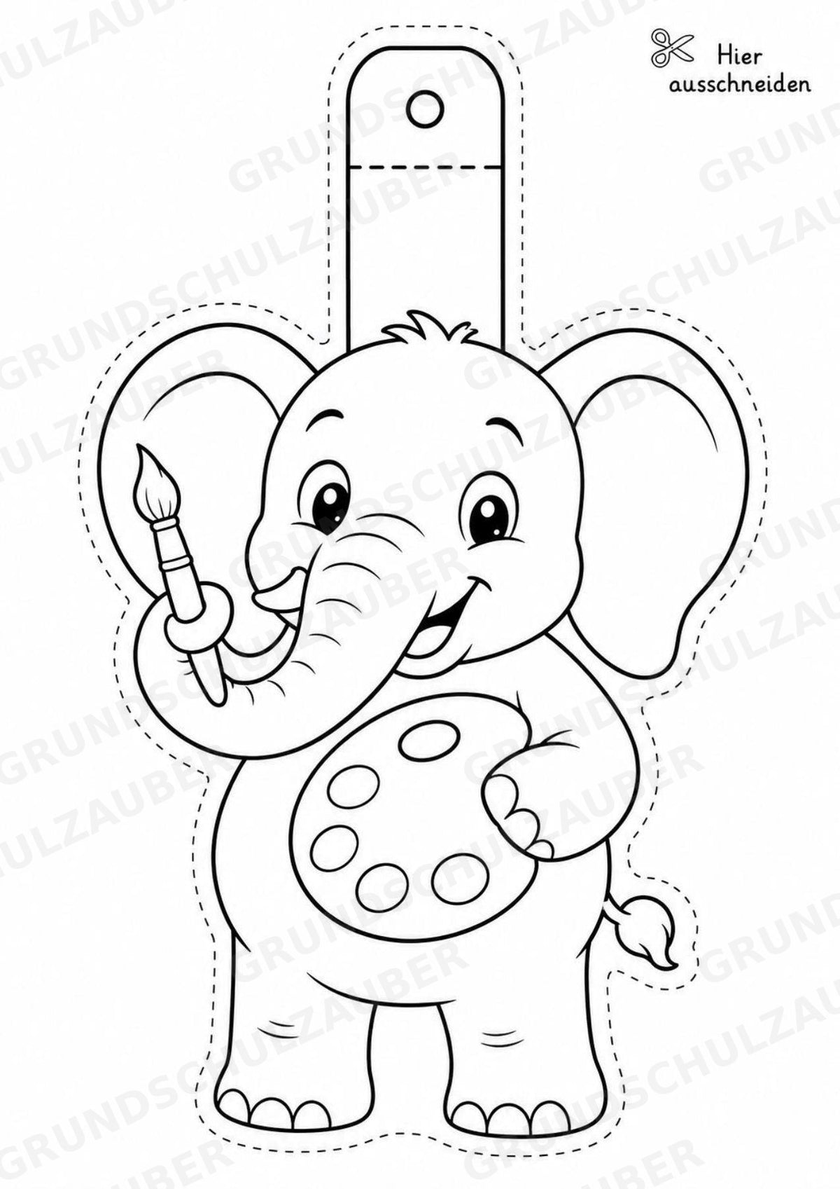 Elefant – Fensterdeko – Basteln – Ausmalbild – Ausschneiden – 15 Vorlagen – Materialseite 5