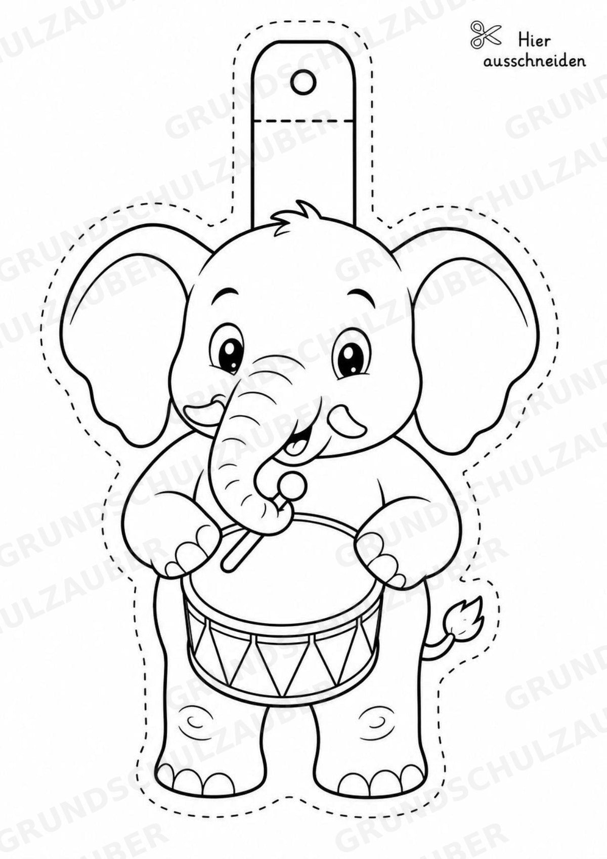 Elefant – Fensterdeko – Basteln – Ausmalbild – Ausschneiden – 15 Vorlagen – Materialseite 6