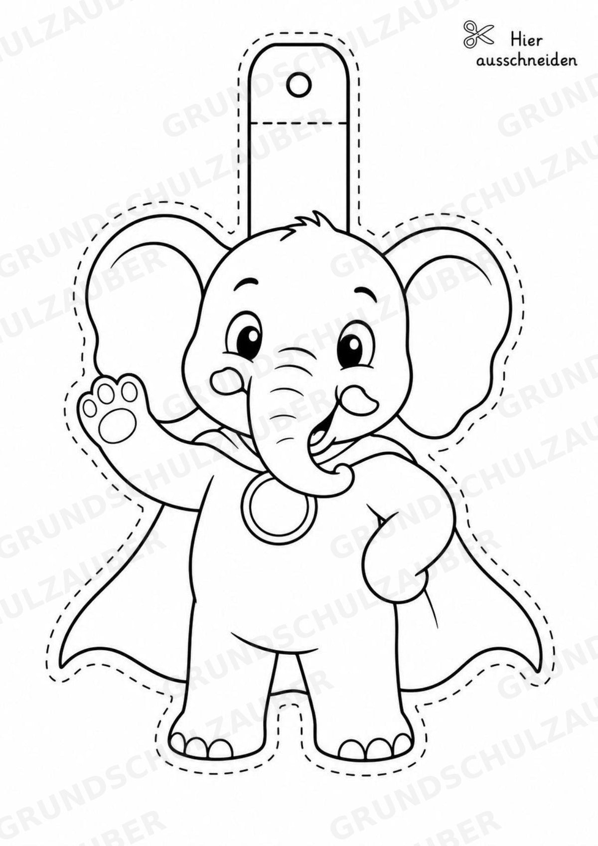 Elefant – Fensterdeko – Basteln – Ausmalbild – Ausschneiden – 15 Vorlagen – Materialseite 11