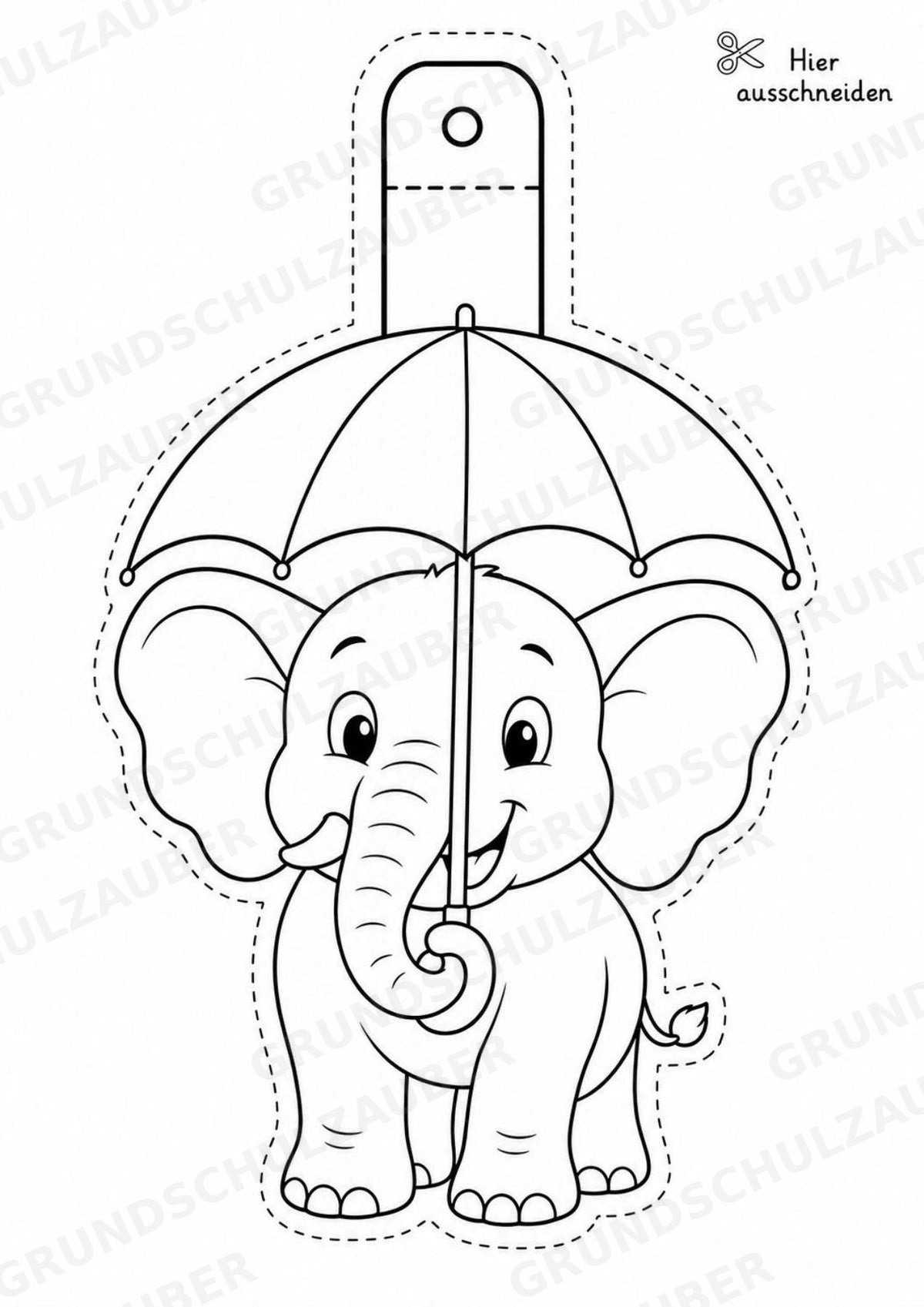 Elefant – Fensterdeko – Basteln – Ausmalbild – Ausschneiden – 15 Vorlagen – Materialseite 15