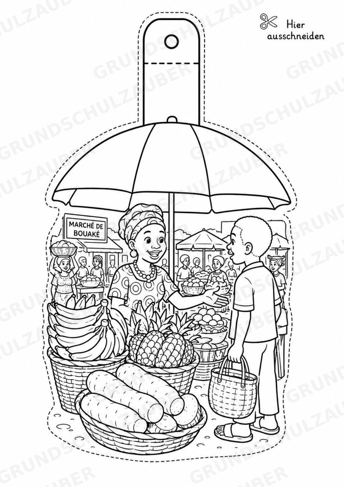 Elfenbeinküste – Fensterdeko – Basteln – Ausmalbild – Ausschneiden – 15 Vorlagen – Materialseite 13