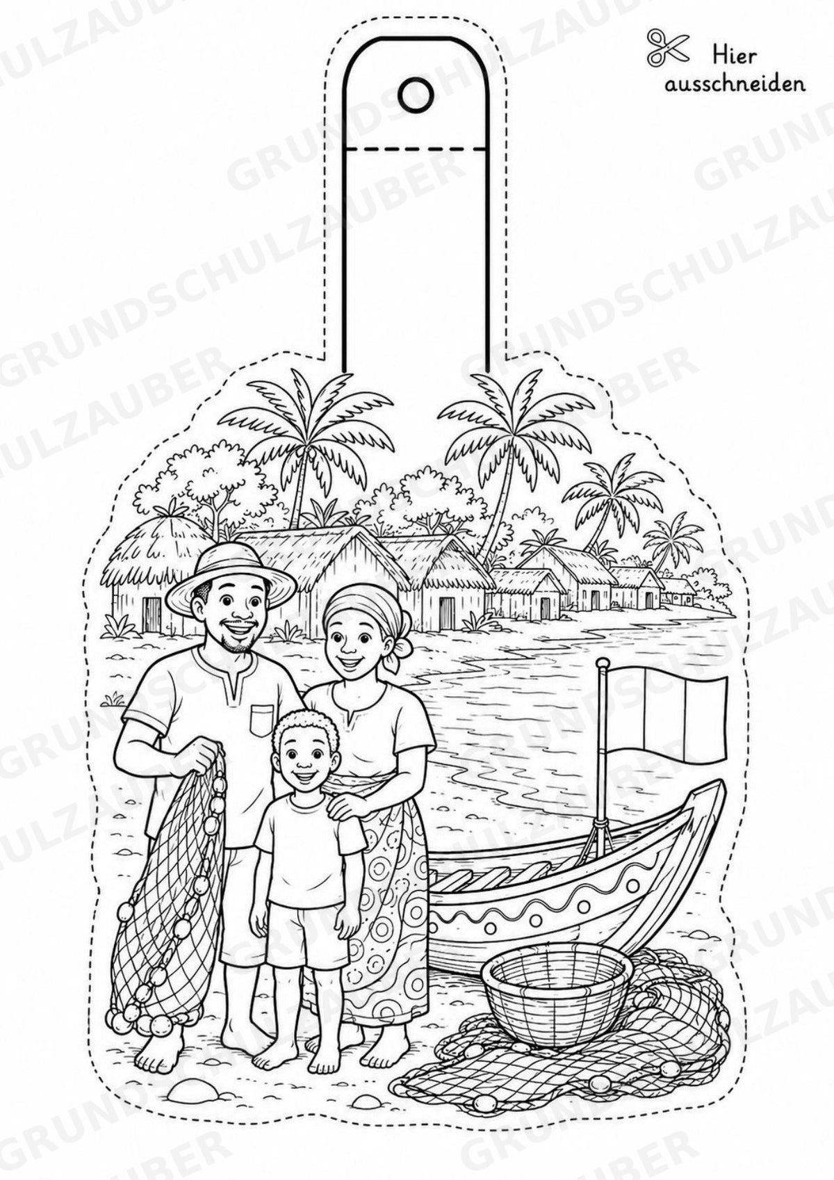 Elfenbeinküste – Fensterdeko – Basteln – Ausmalbild – Ausschneiden – 15 Vorlagen – Materialseite 15