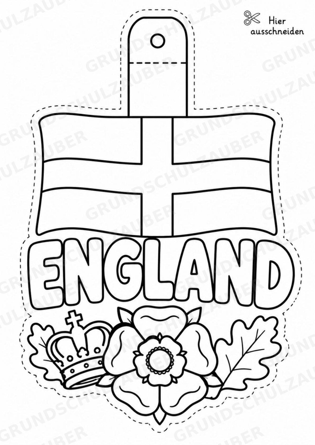 England – Fensterdeko – Basteln – Ausmalbild – Ausschneiden – 15 Vorlagen – Materialseite 2