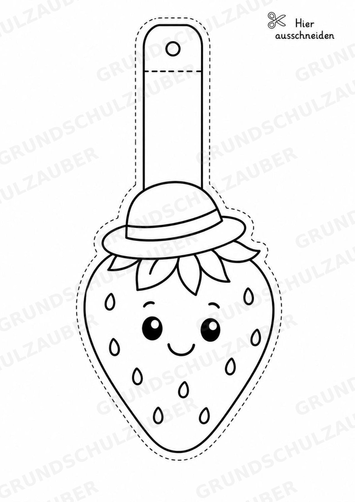 Erdbeere – Fensterdeko – Basteln – Ausmalbild – Ausschneiden – 15 Vorlagen – Materialseite 3