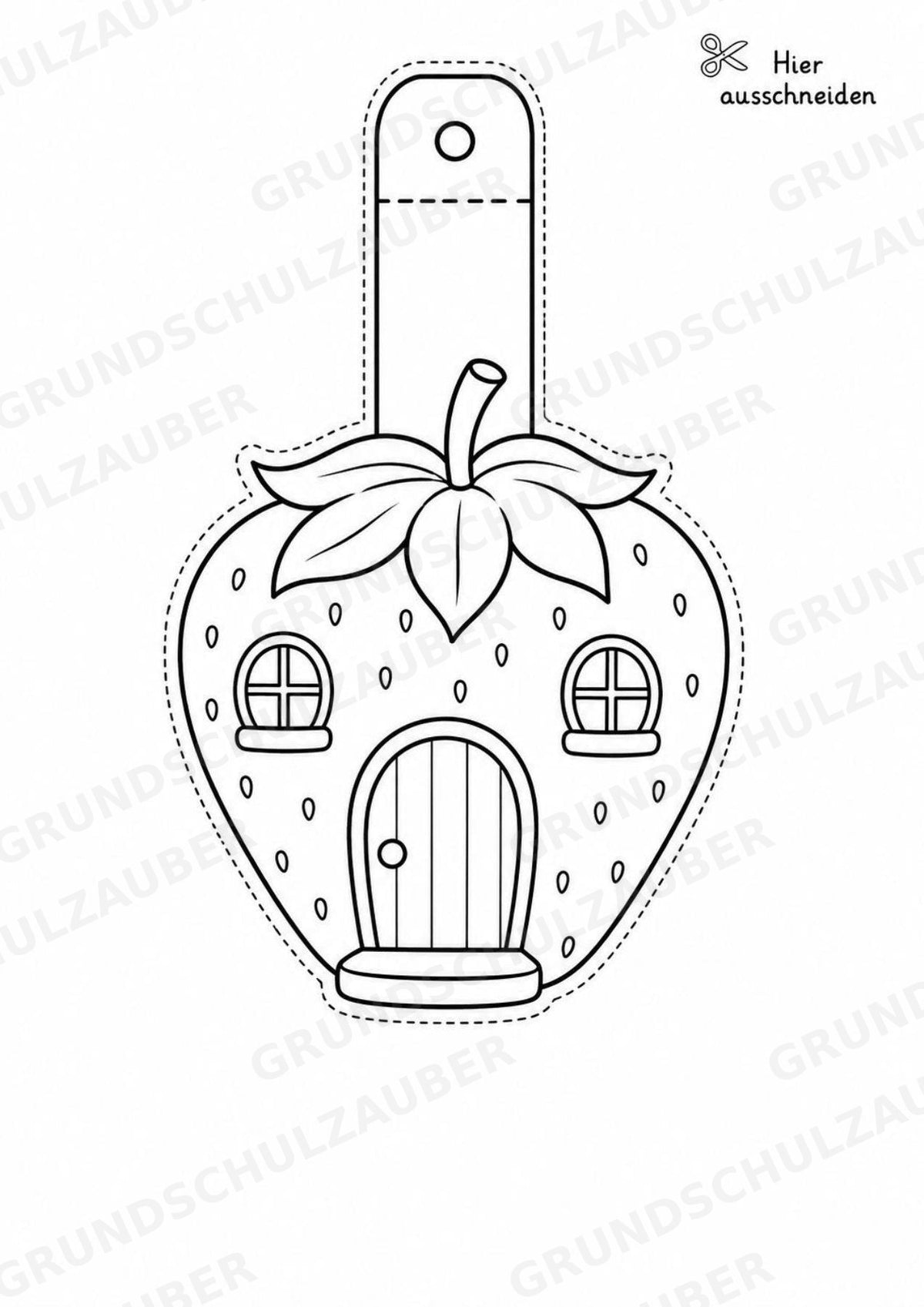 Erdbeere – Fensterdeko – Basteln – Ausmalbild – Ausschneiden – 15 Vorlagen – Materialseite 12