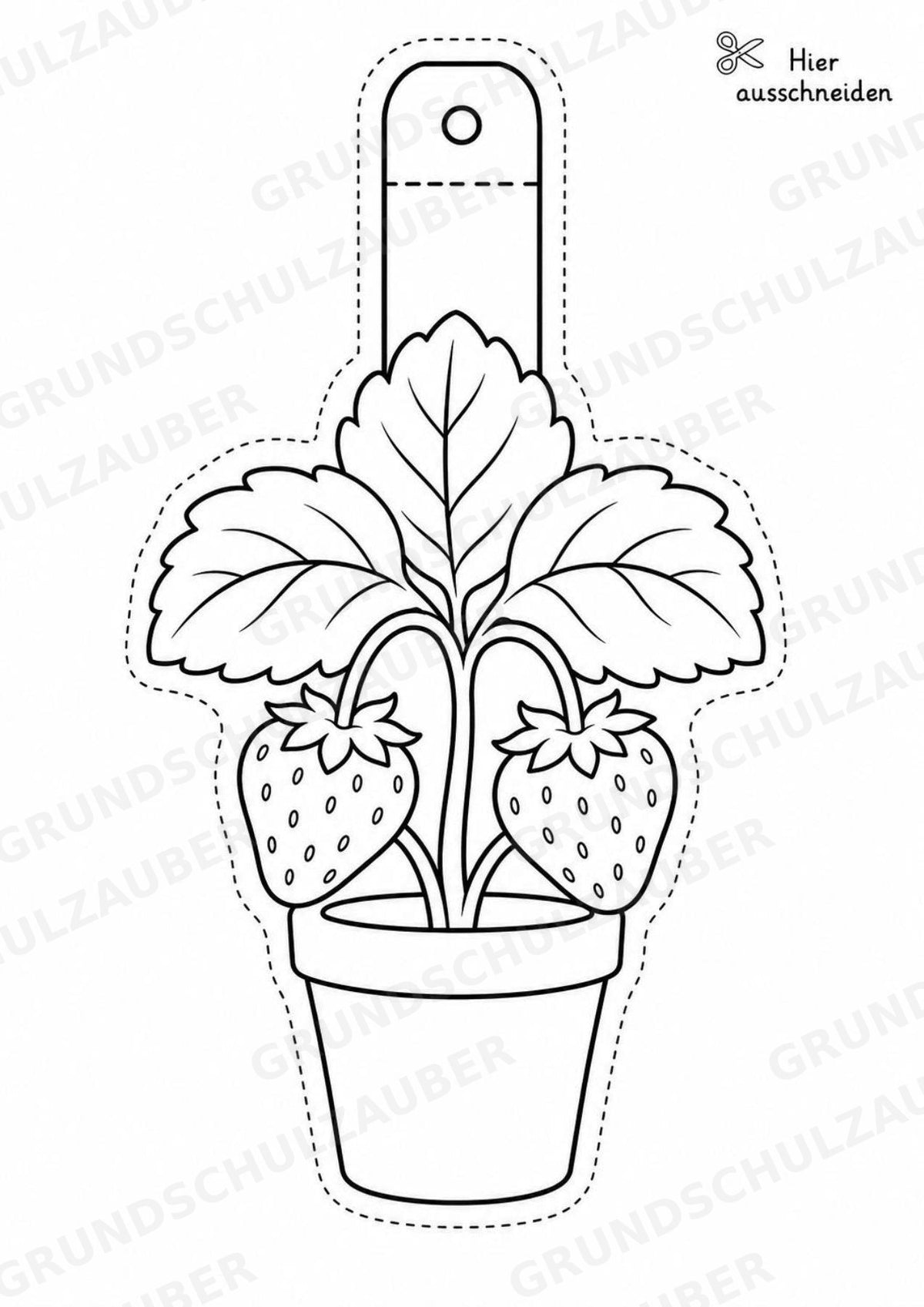 Erdbeere – Fensterdeko – Basteln – Ausmalbild – Ausschneiden – 15 Vorlagen – Materialseite 16