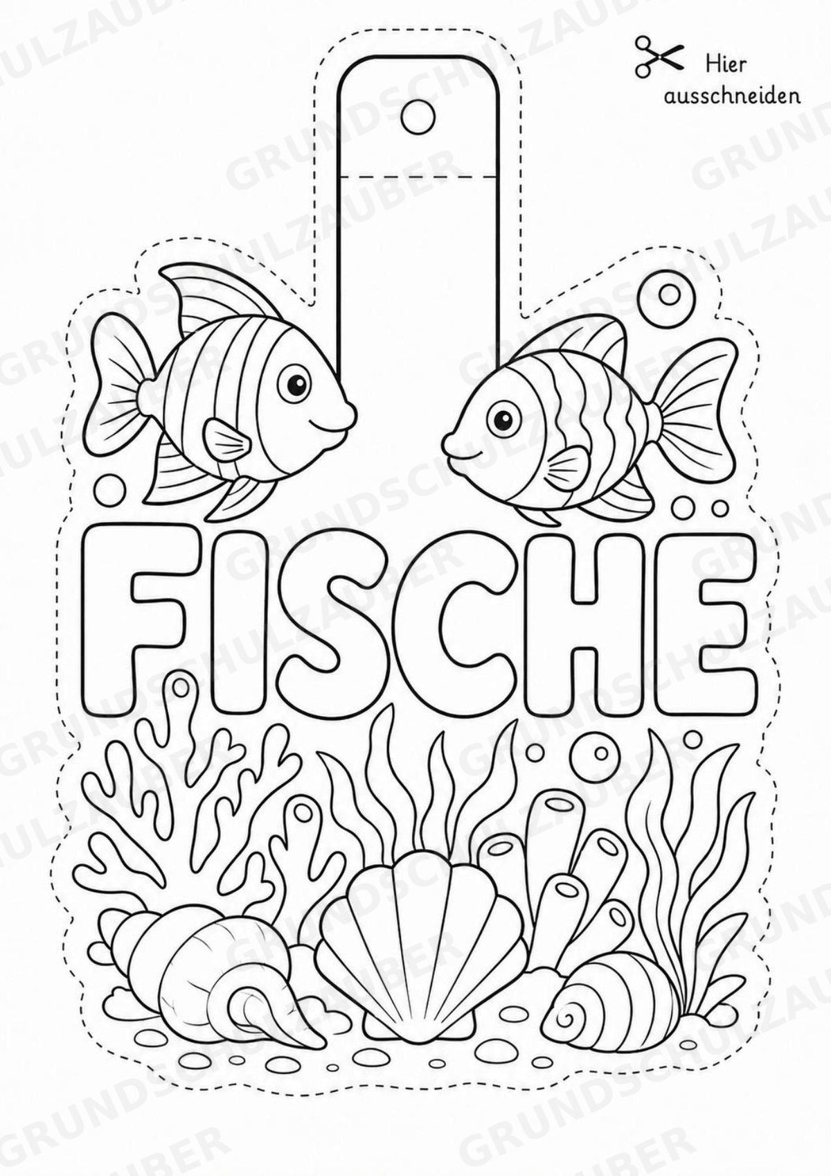 Fische – Fensterdeko – Basteln – Ausmalbild – Ausschneiden – 15 Vorlagen – Materialseite 16