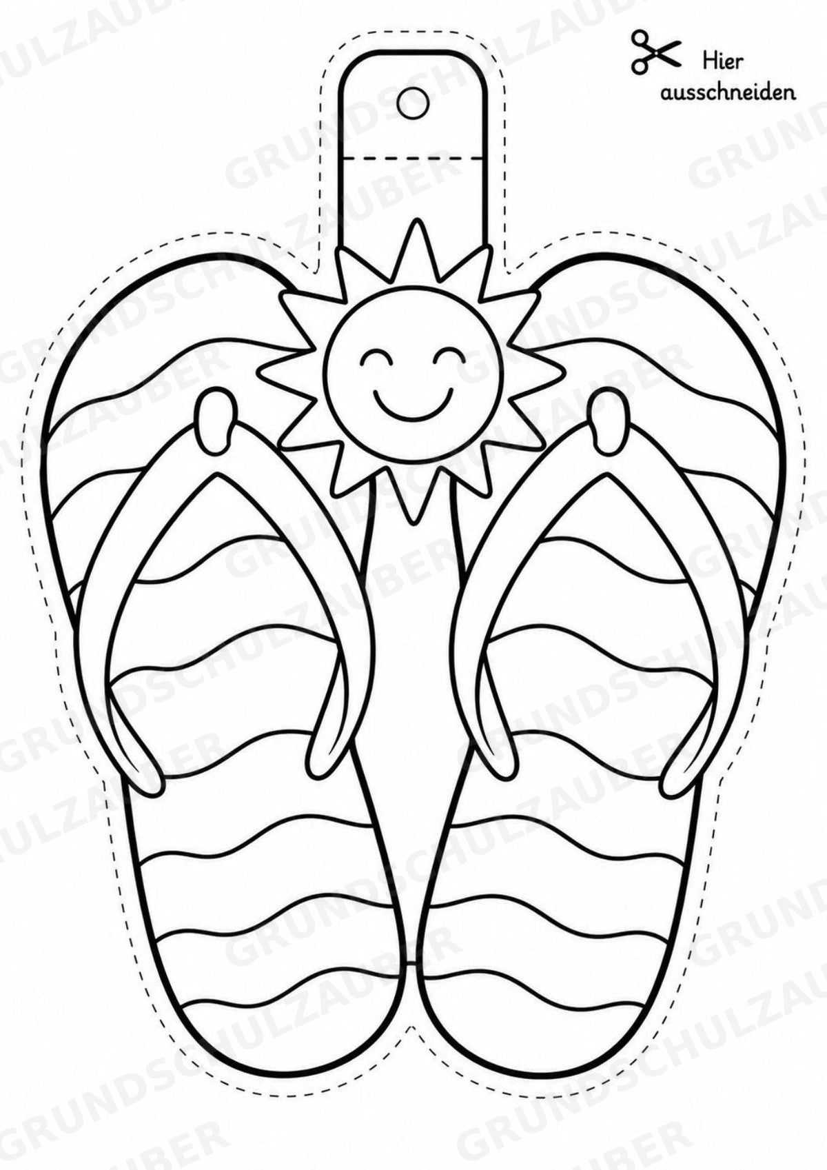 Flip Flops – Fensterdeko – Basteln – Ausmalbild – Ausschneiden – 15 Vorlagen – Materialseite 4