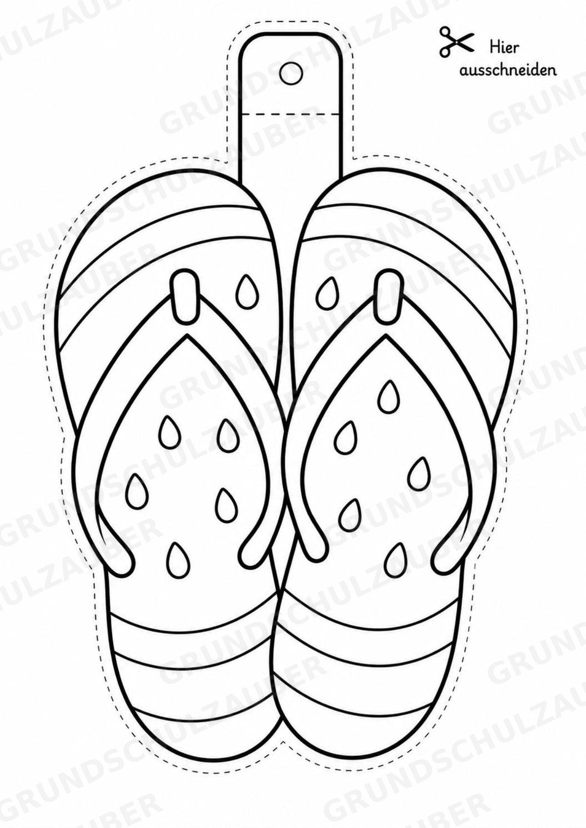 Flip Flops – Fensterdeko – Basteln – Ausmalbild – Ausschneiden – 15 Vorlagen – Materialseite 8