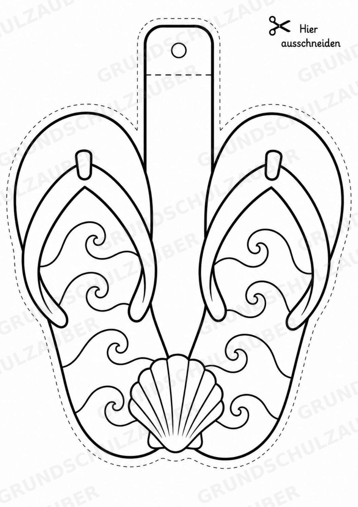 Flip Flops – Fensterdeko – Basteln – Ausmalbild – Ausschneiden – 15 Vorlagen – Materialseite 10