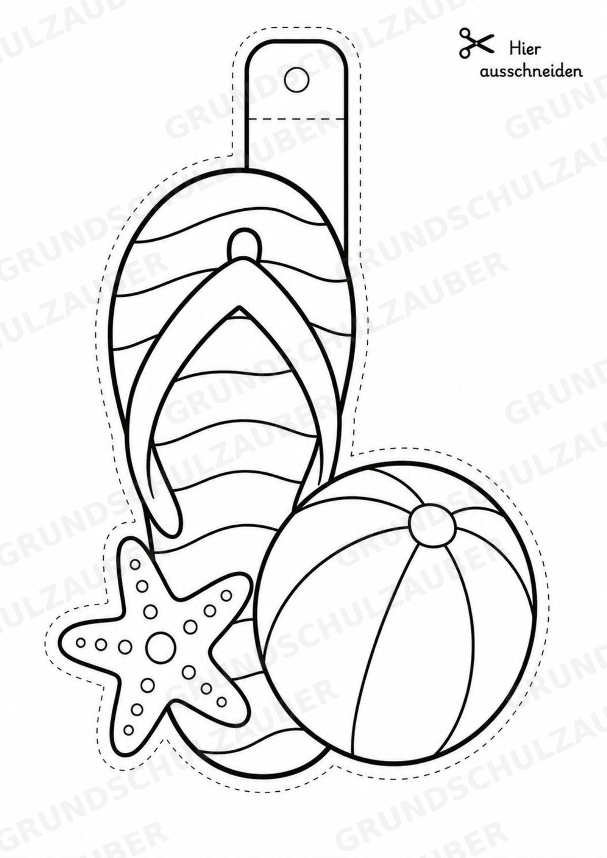 Flip Flops – Fensterdeko – Basteln – Ausmalbild – Ausschneiden – 15 Vorlagen – Materialseite 16