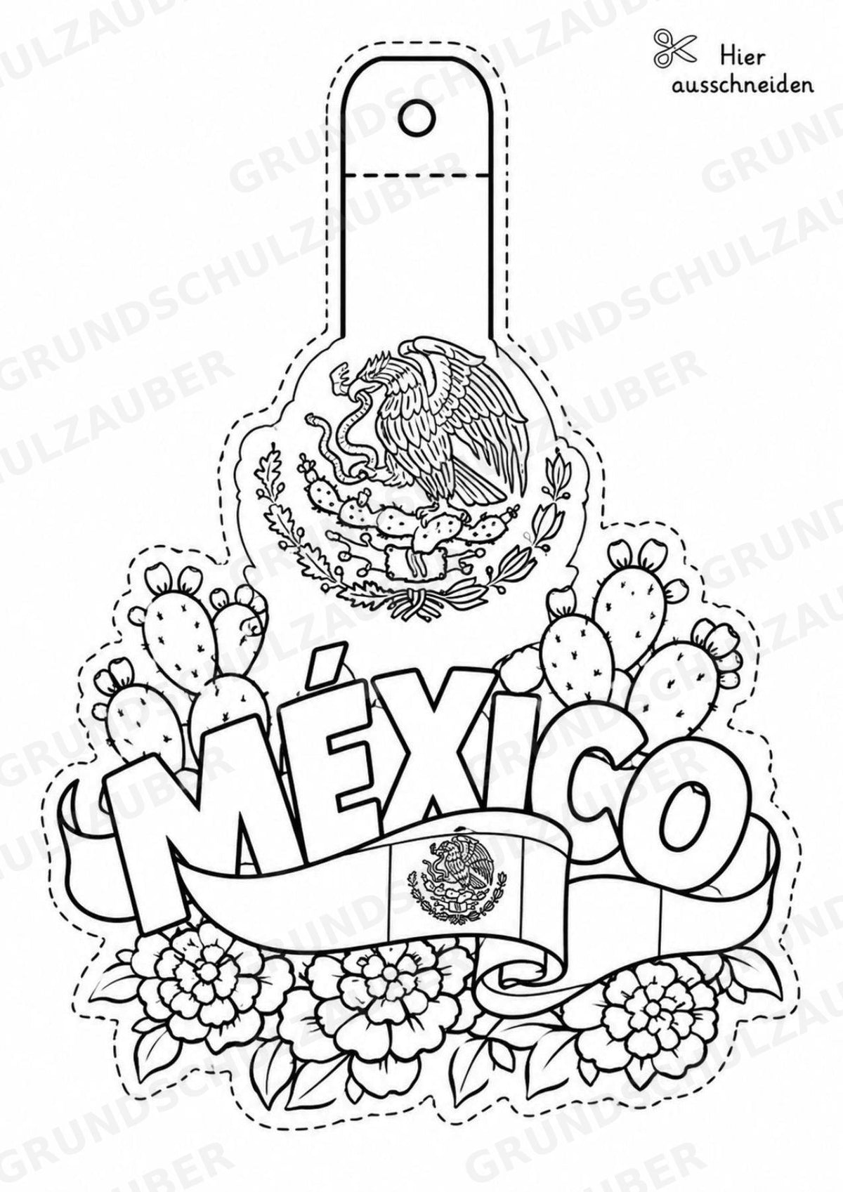 Mexiko – Fensterdeko – Basteln – Ausmalbild – Ausschneiden – 15 Vorlagen – Materialseite 2