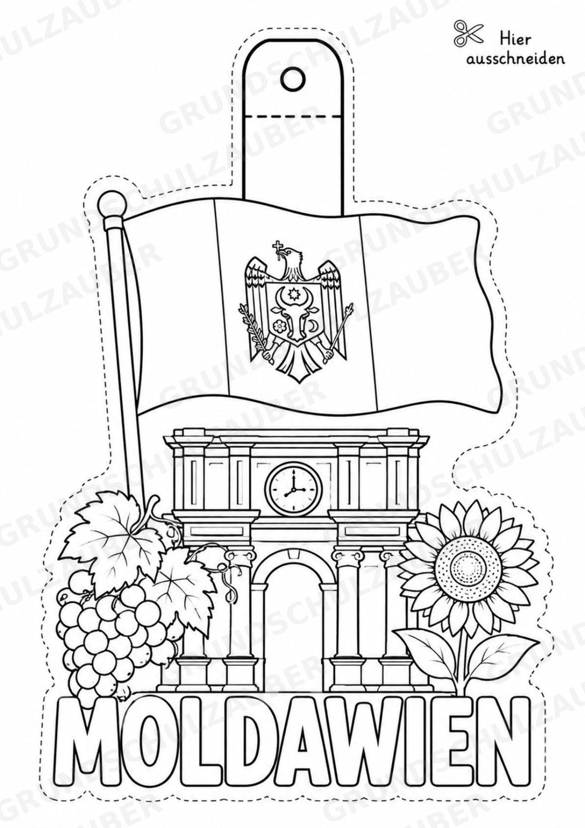 Moldawien – Fensterdeko – Basteln – Ausmalbild – Ausschneiden – 15 Vorlagen – Materialseite 2
