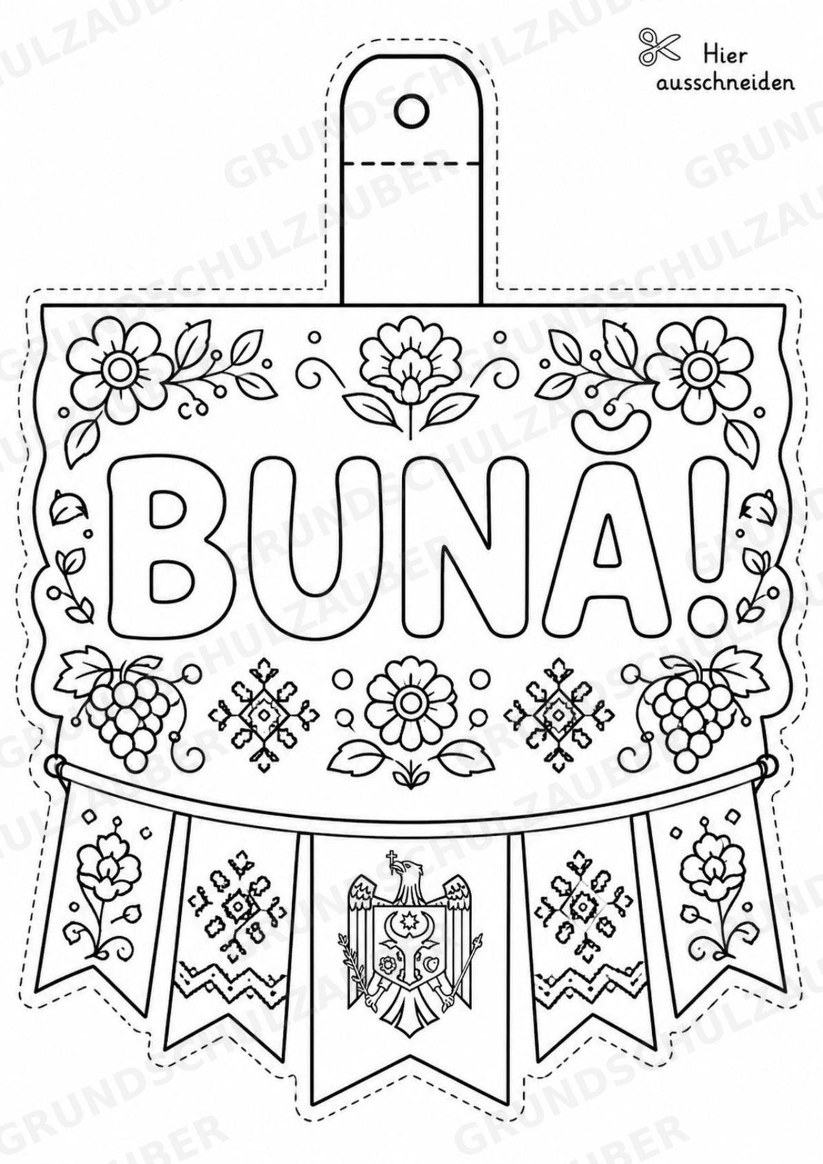 Moldawien – Fensterdeko – Basteln – Ausmalbild – Ausschneiden – 15 Vorlagen – Materialseite 16