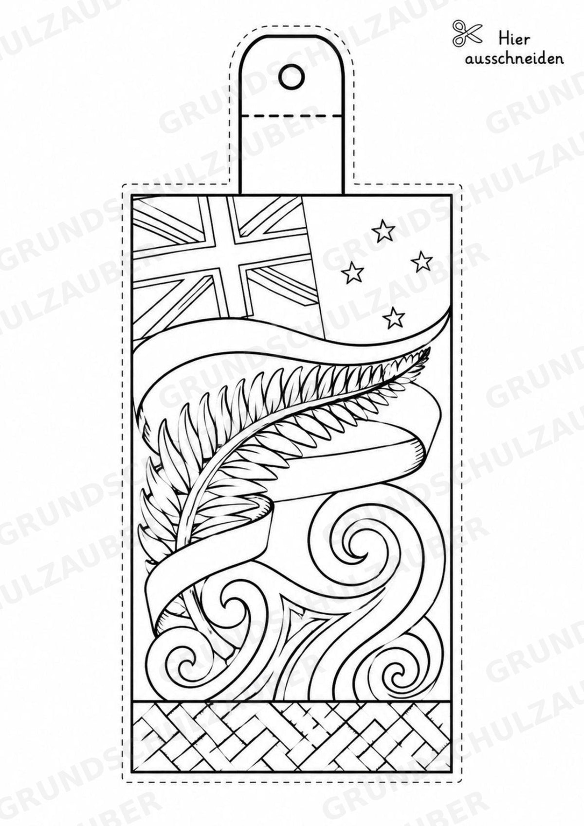 Neuseeland – Fensterdeko – Basteln – Ausmalbild – Ausschneiden – 15 Vorlagen – Materialseite 4